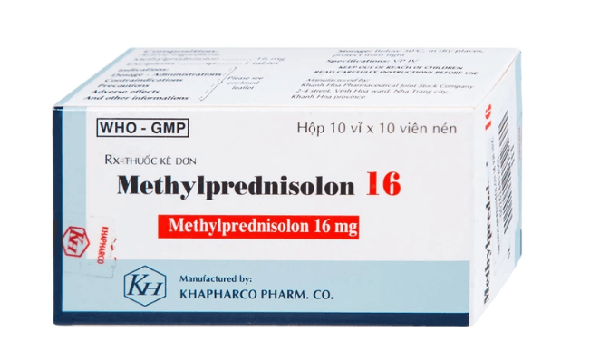 Thuốc Methylprednisolon 16 Khapharco kháng viêm, điều trị viêm khớp dạng thấp, lupus ban đỏ hệ thống (10 vỉ x 10 viên)